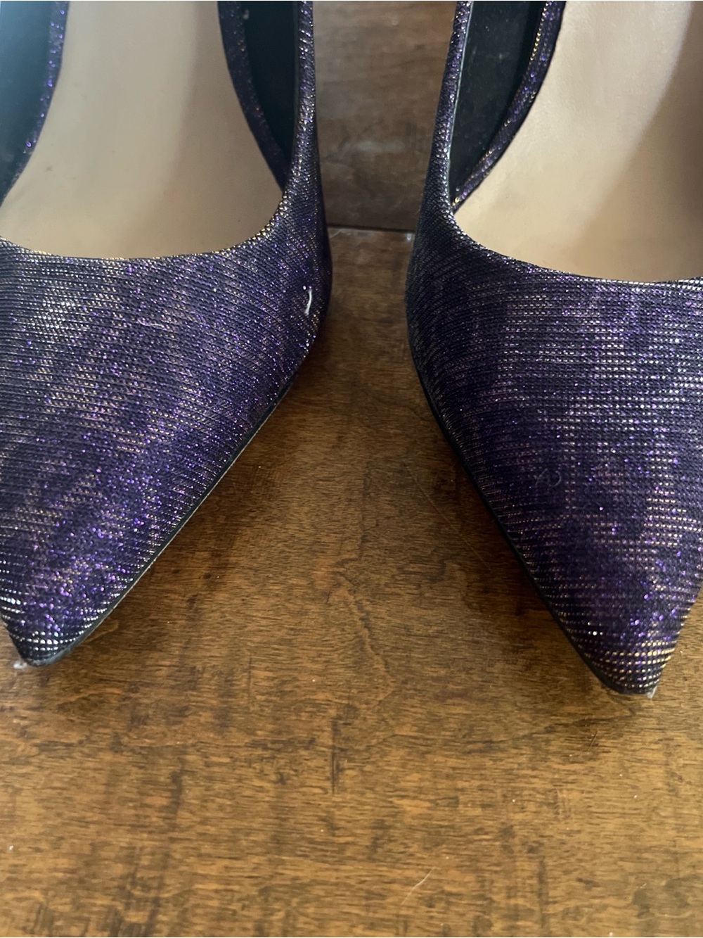 ALDO "Hanrietta" purple and gold shimmer leopard print pointed toe stilettos - Picture 4 of 8